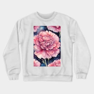 Pink Carnation Watercolor Pattern Crewneck Sweatshirt